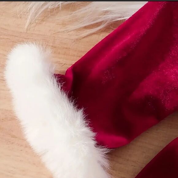 Adorable Red Velvet "Santa Baby" Dress and Hat - Picture 6 of 7